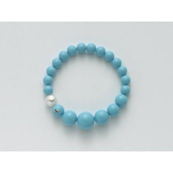 Bracciale Donna Miluna PBR1797 in turchese 8-14 mm e perla bianca coltivata di acqua dolce 9,5-10 mm