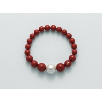 Bracciale Donna Miluna PBR2567 con corallo rosso 8-12 mm e perla bianca oriente 11-15 mm collezione Terra e Mare
