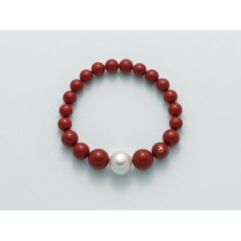 Bracciale Donna Miluna PBR2567 con corallo rosso 8-12 mm e perla bianca oriente 11-15 mm collezione Terra e Mare