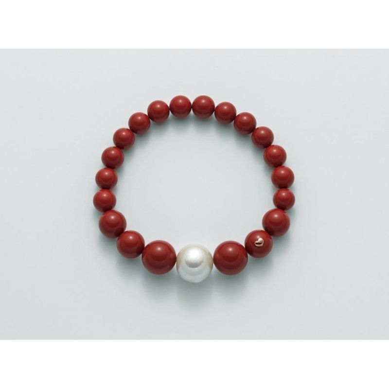 Bracciale Donna Miluna PBR2567 con corallo rosso 8-12 mm e perla bianca oriente 11-15 mm collezione Terra e Mare