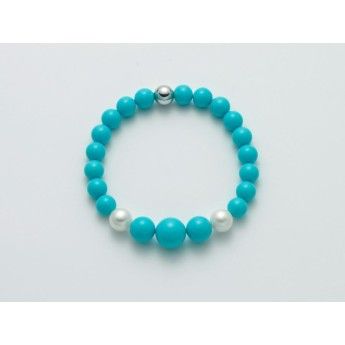Bracciale Donna Miluna PBR3091 in turchese 8-12 mm e perle bianche coltivate di acqua dolce 8,5-9 mm