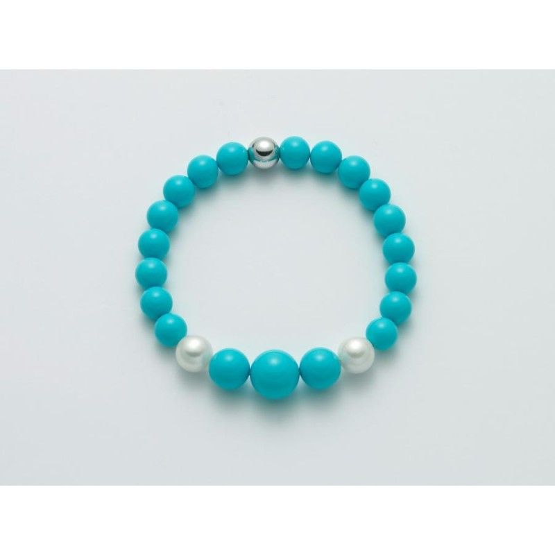 Bracciale Donna Miluna PBR3091 in turchese 8-12 mm e perle bianche coltivate di acqua dolce 8,5-9 mm
