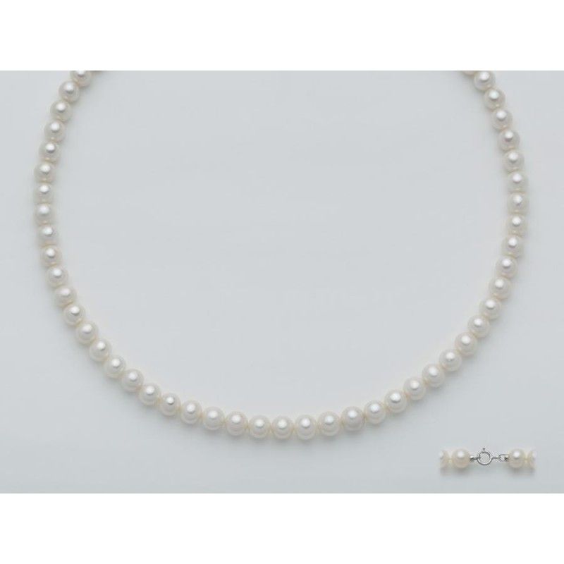 Collana Donna Miluna PCL4900 con perle bianche coltivate di acqua dolce 4,5-5 mm e chiusura in oro bianco