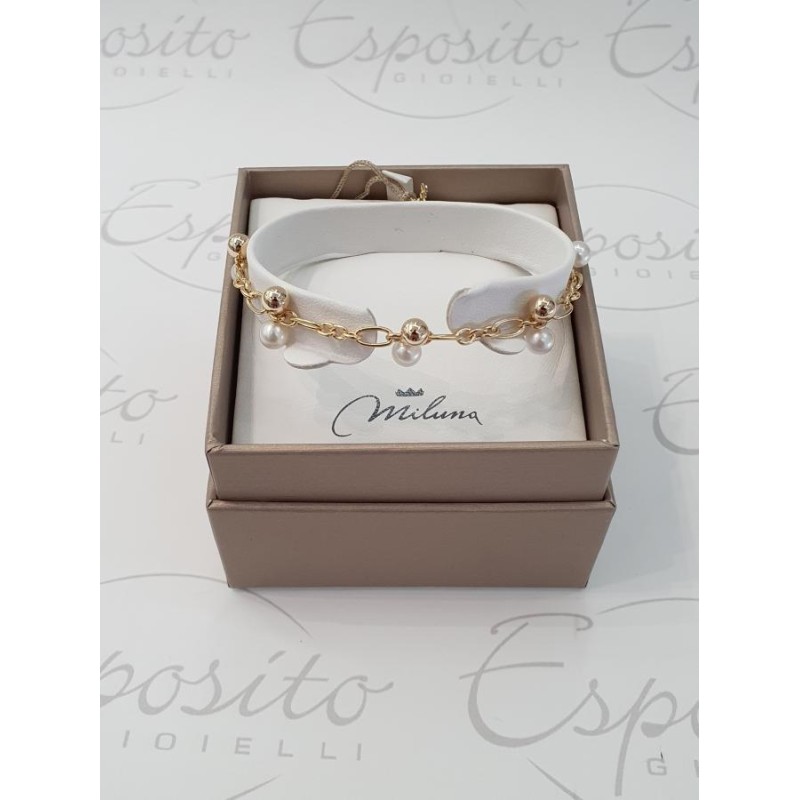 Bracciale Donna Miluna PBR3238G – Bracciale in argento 925 dorato con perle bianche coltivate di acqua dolce 5-5,5 mm