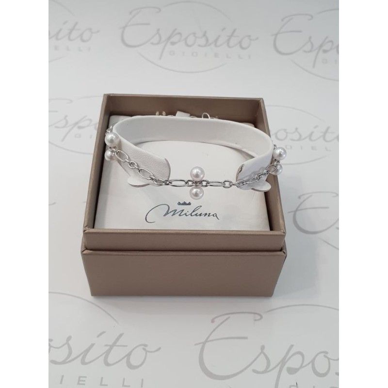 Bracciale Donna Miluna PBR3240 – Bracciale in argento 925 con perle bianche coltivate di acqua dolce 5-5,5 mm