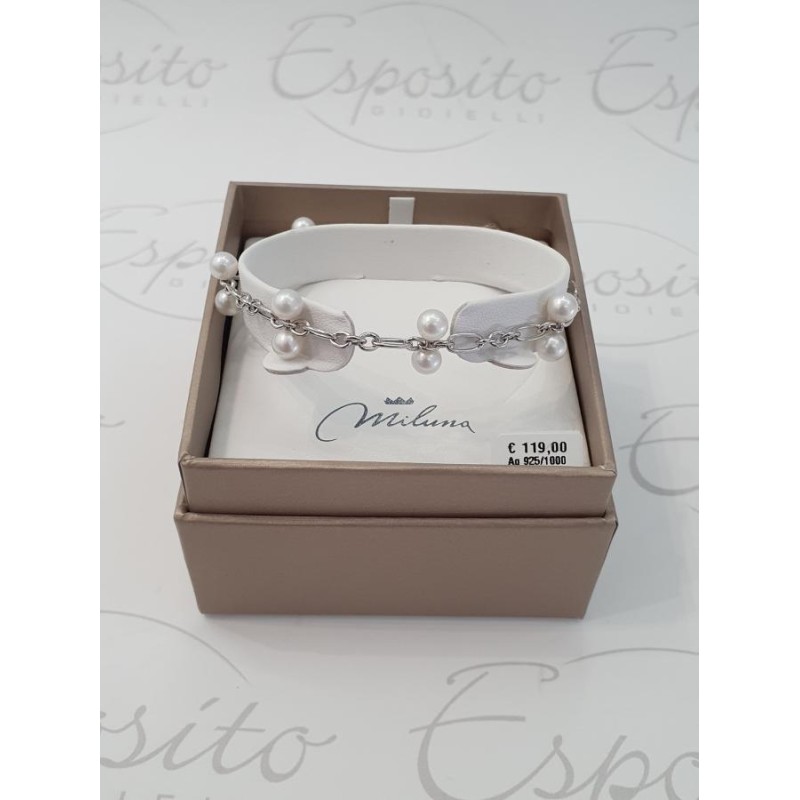 Bracciale Donna Miluna PBR3243 – Bracciale in argento 925 con perle bianche coltivate di acqua dolce 5-5,5 mm