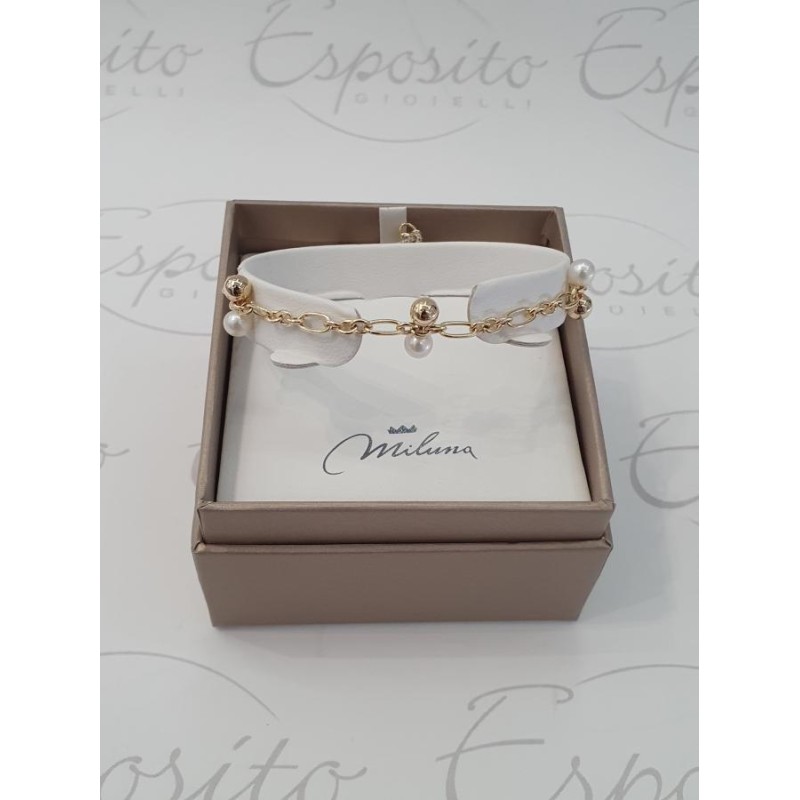 Bracciale Donna Miluna PBR3249G – Bracciale in argento 925 dorato con perle bianche coltivate di acqua dolce 5-5,5 mm