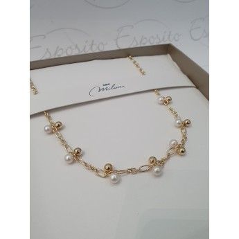 Collana Donna Miluna PCL6113G – Collana in argento 925 dorato con perle bianche coltivate di acqua dolce 5-5,5 mm