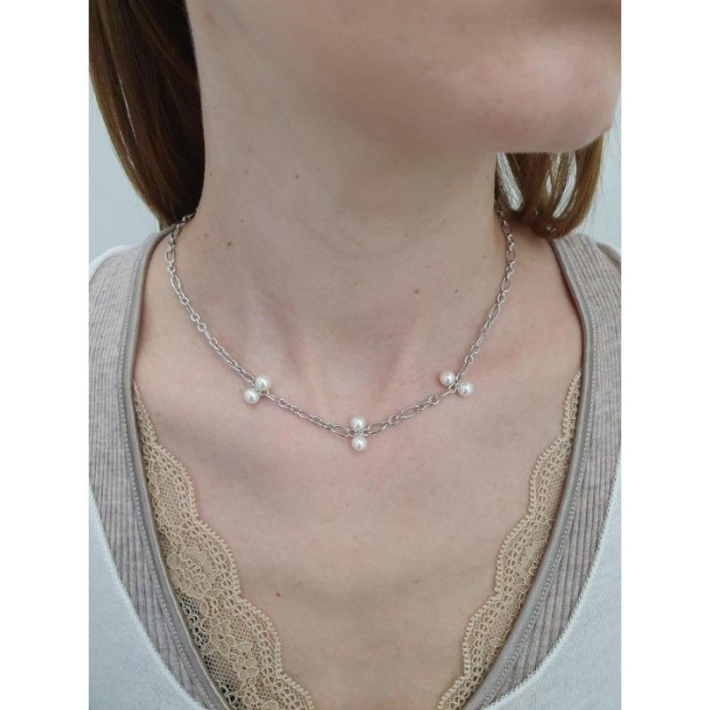 Collana Donna Miluna PCL6115 – Collana in argento 925 con perle bianche coltivate di acqua dolce 5-5,5 mm