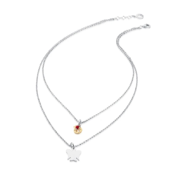 Collana Donna Roberto Giannotti GIA376 - Collana doppio filo con angelo e coccinella in argento 925