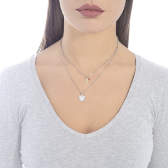 Collana Donna Roberto Giannotti GIA376 - Collana doppio filo con angelo e coccinella in argento 925