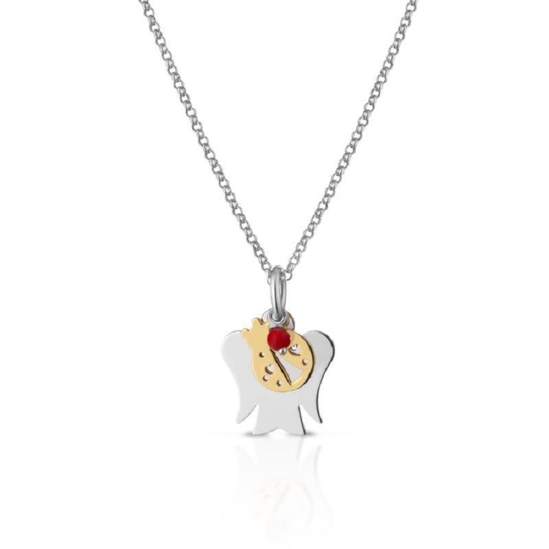 Collana Donna Roberto Giannotti GIA379 – Collana in argento 925 con pendenti Angelo, Coccinella in argento dorato e charm corall