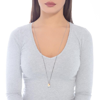 Collana Donna Roberto Giannotti GIA379 – Collana in argento 925 con pendenti Angelo, Coccinella in argento dorato e charm corall