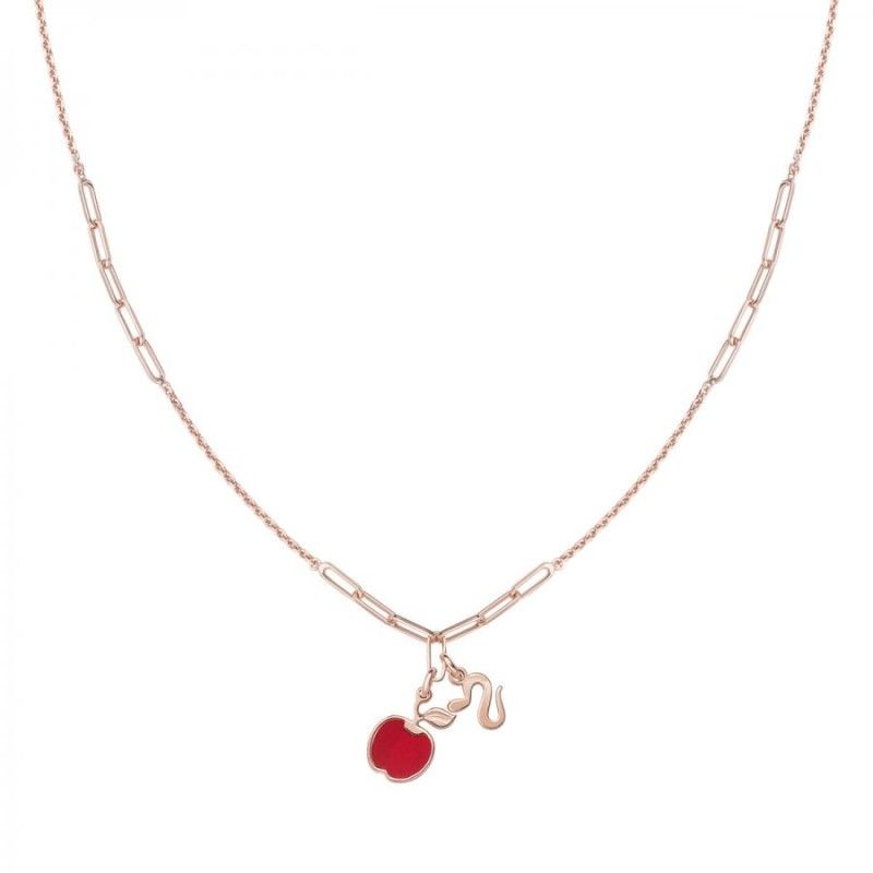 Collana Donna Amen CLMPMERR – Collana in argento 925 rosè e ciondolo pendente con mela e serpente collezione Le Madreperle