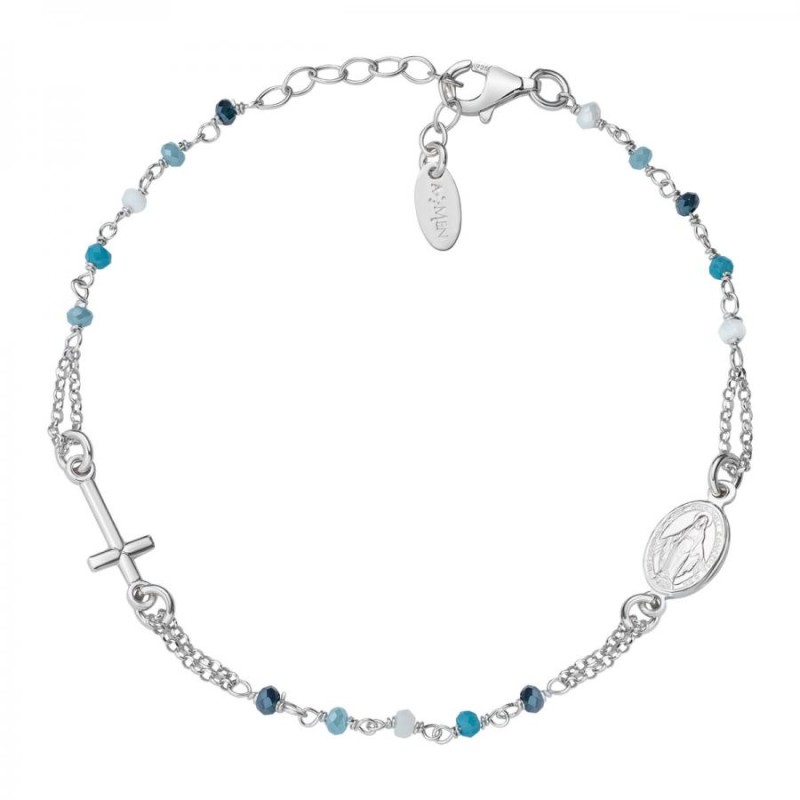 Bracciale Donna Amen BRO25BMUB3 – Bracciale in argento 925 rodiato con cristalli multicolor collezione Rosari