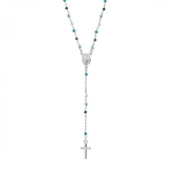 Collana Donna Amen CRO25BMUB4 – Collana rosario in argento 925 rodiato con cristalli multicolor collezione Rosari