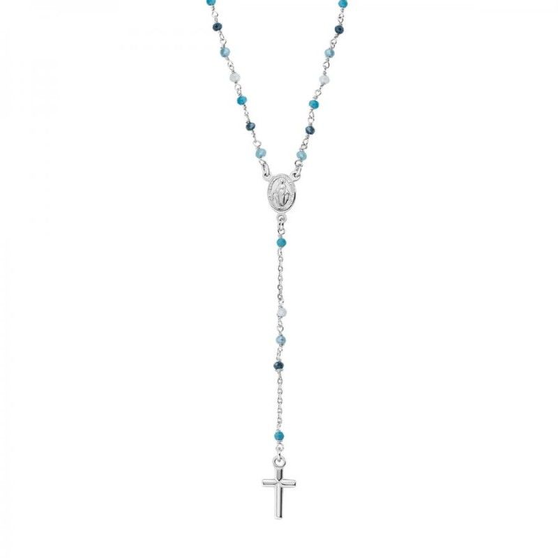 Collana Donna Amen CRO25BMUB4 – Collana rosario in argento 925 rodiato con cristalli multicolor collezione Rosari