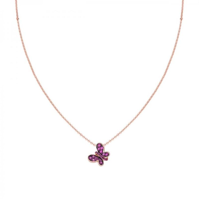 Collana Donna Amen CLBURR – Collana in argento 925 rosè e ciondolo pendente con farfalla collezione Farfalle