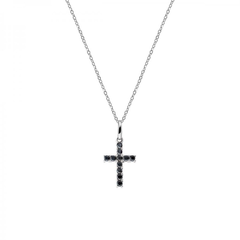 Collana Donna Amen CRBN03 – Collana in argento 925 rodiato e ciondolo pendente croce collezione Croci