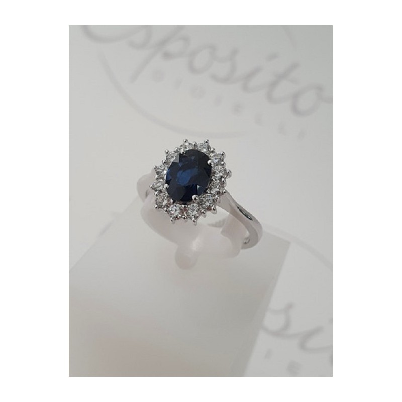 Anello Donna GIORGIO VISCONTI in oro, zaffiro blu e diamanti - AB16672CZ
