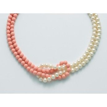 Collana Donna Miluna PCL5178 in corallo rosa 6mm, perle bianche coltivate di acqua dolce 6-6,5 mm e chiusura in argento 925