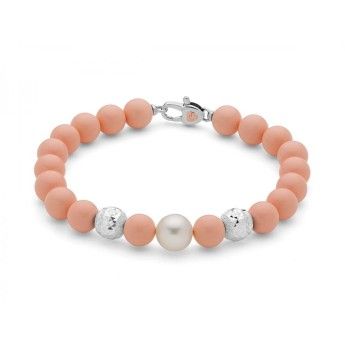 Bracciale Donna Miluna PBR3281 - Bracciale in corallo rosa 8 mm e perla bianca coltivata di acqua dolce  8,5-9 mm