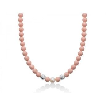 Collana Donna Miluna PCL6178 - Collana in corallo rosa 8 mm e perla bianca coltivata di acqua dolce 8,5-9 mm