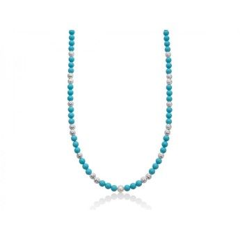 Collana Donna Miluna PCL6192 - Collana in turchese 8 mm e perla bianca coltivata di acqua dolce 8,5-9 mm