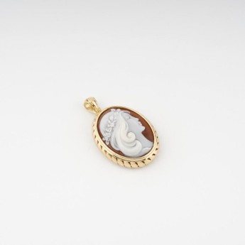 Pendente Donna Cameo Italiano P122-G 02 -  Pendente in argento 925 dorato e cameo “volto”