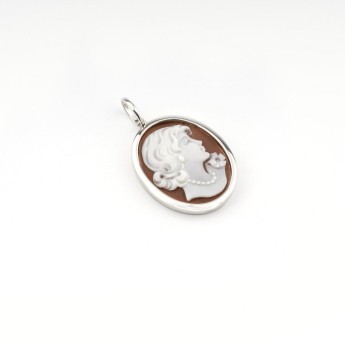 Pendente Donna Cameo Italiano P21BB-B 01 -  Pendente in argento 925 rodiato con cameo “volto” 30 mm