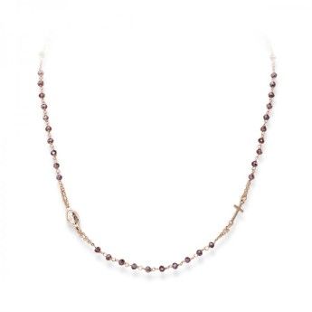 Collana Donna Amen CRORVI3 in argento 925 rosè con cristalli viola collezione Rosari