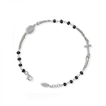 Bracciale Donna Amen BROBNZ3 in argento 925 rodiato con cristalli neri e zirconi bianchi collezione Rosari