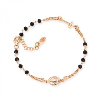 Bracciale Donna Amen BRORN3 in argento 925 rosè con cristalli neri collezione Rosari