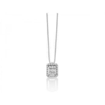Collana Donna Miluna CLD4381 in oro bianco 750 con 31 diamanti taglio brillante, baguette e princess 0,20 ct