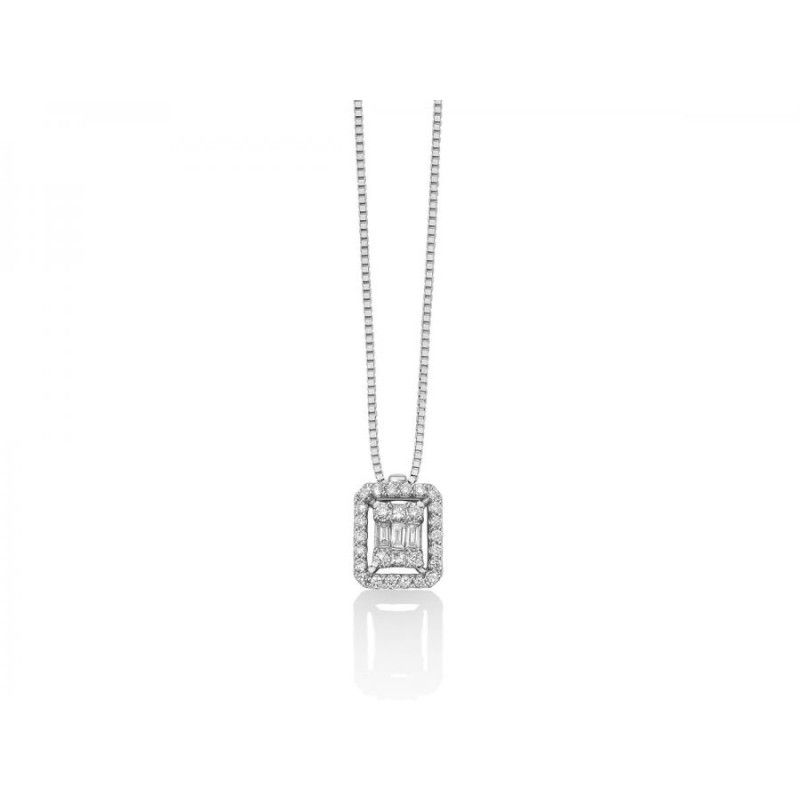 Collana Donna Miluna CLD4381 in oro bianco 750 con 31 diamanti taglio brillante, baguette e princess 0,20 ct