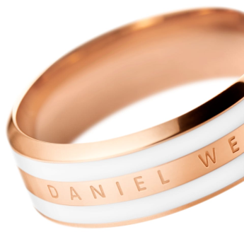 Anello Donna Daniel Wellington DW00400042 in acciaio inox con pvd rose gold e smalto bianco collezione Emalie misura 14