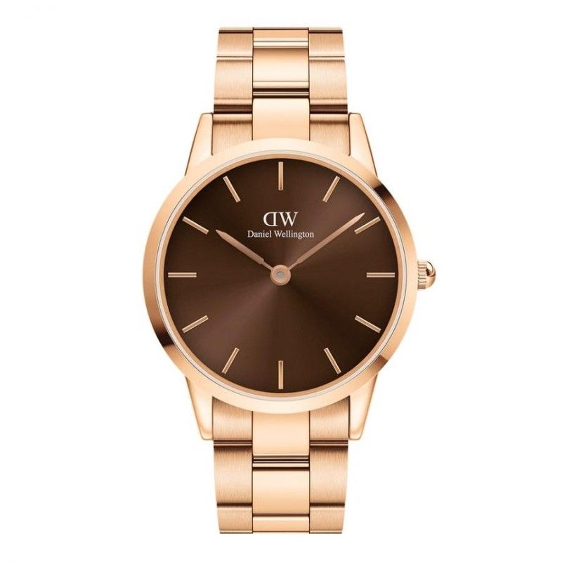 Orologio Uomo Daniel Wellington DW00100460 solo tempo 40 mm con movimento al quarzo collezione Iconic Link Amber Brown