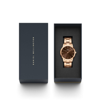 Orologio Uomo Daniel Wellington DW00100460 solo tempo 40 mm con movimento al quarzo collezione Iconic Link Amber Brown