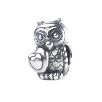 Beads Trollbeads TAGBE-30167 “Gufo Innamorato” in argento 925 collezione Thun By Trollbeads