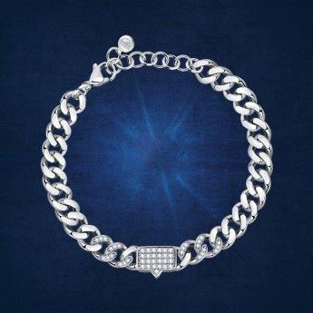Bracciale Donna Chiara Ferragni J19AUW14 con placcatura rodio con pavè di cristalli bianchi collezione Chain