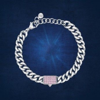 Bracciale Donna Chiara Ferragni J19AUW16 con placcatura rodio e centrale con pavè di cristalli rosa collezione Chain