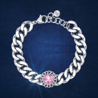 Bracciale Donna Chiara Ferragni J19AUW21 con placcatura rodio e centrale con cristallo rosa collezione Chain