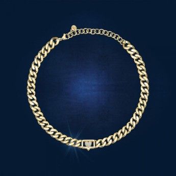 Collana Donna Chiara Ferragni J19AUW09 con placcatura pvd gold e cuore centrale con pavè di cristalli bianchi collezione Chain