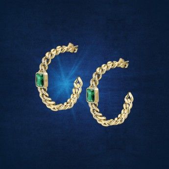 Orecchini Donna Chiara Ferragni J19AUW33 con placcatura pvd gold e cristalli bianchi e verdi collezione Chain