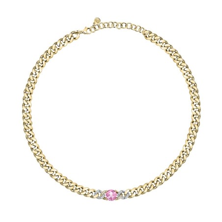 Collana Donna Chiara Ferragni J19AUW25 con placcatura pvd gold e centrale con cristalli bianchi e rosa collezione Chain