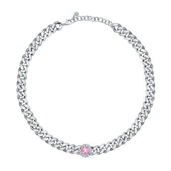 Collana Donna Chiara Ferragni J19AUW20 con placcatura rodio e centrale con cristallo rosa collezione Chain