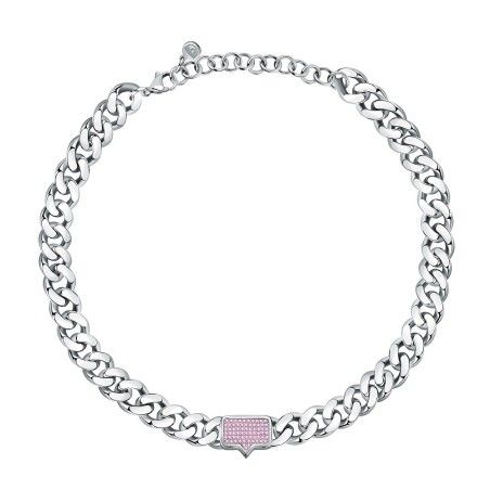 Collana Donna Chiara Ferragni J19AUW15 con placcatura rodio e centrale con pavè di cristalli rosa collezione Chain