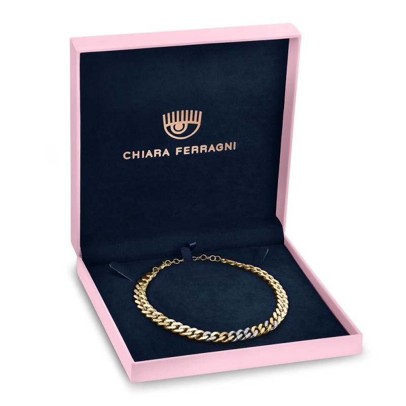 Collana Donna Chiara Ferragni J19AUW03 con placcatura pvd gold e cristalli bianchi pavè collezione Chain