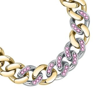 Bracciale Donna Chiara Ferragni J19AUW51 con placcatura pvd gold e rodio con pavè di cristalli rosa collezione Chain