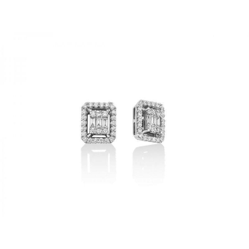 Orecchini Donna Miluna ERD2589 in oro bianco 750 con 62 diamanti taglio brillante, baguette e princess 0,35 ct
